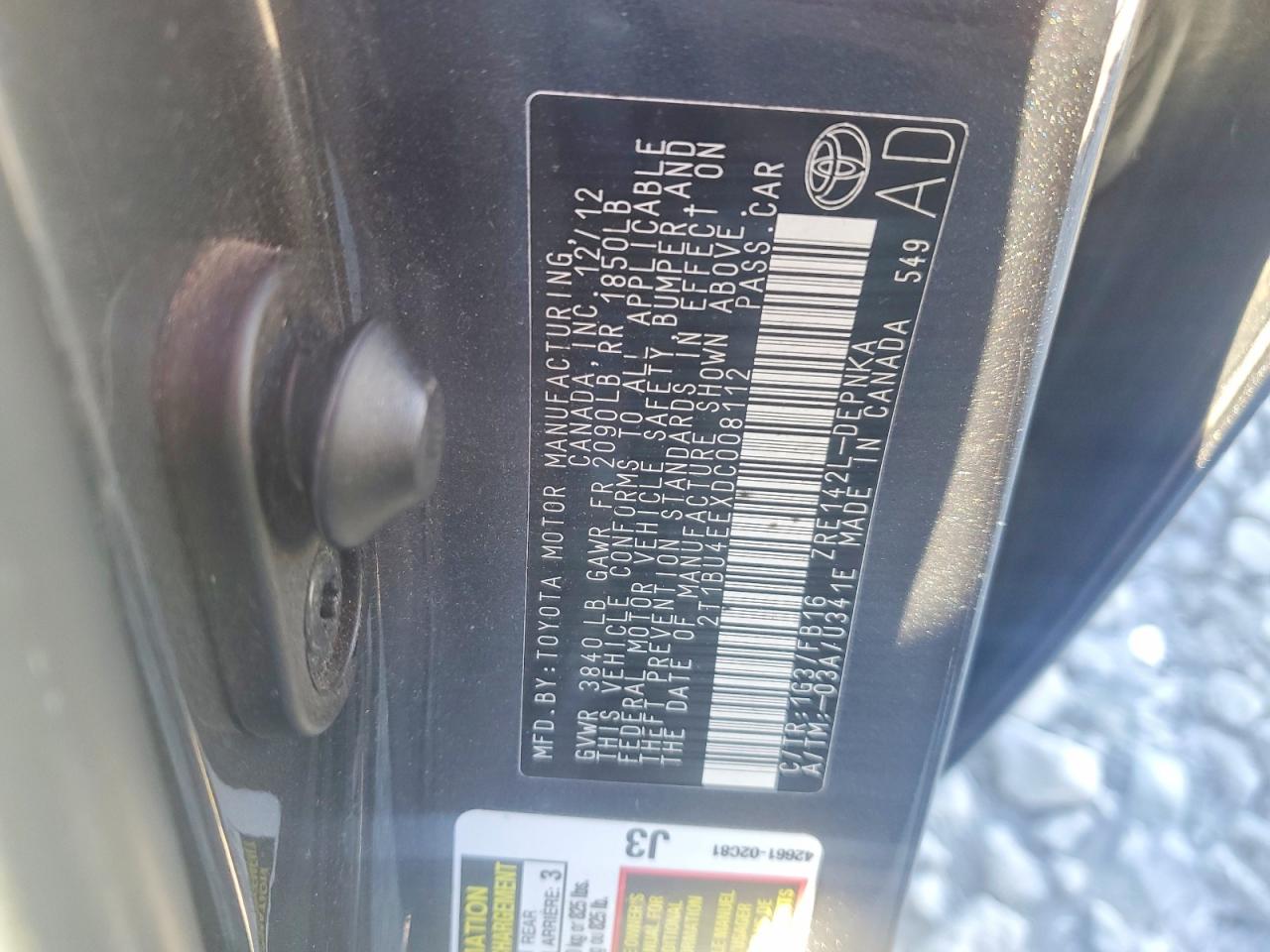 2013 TOYOTA COROLLA BASE photo 12