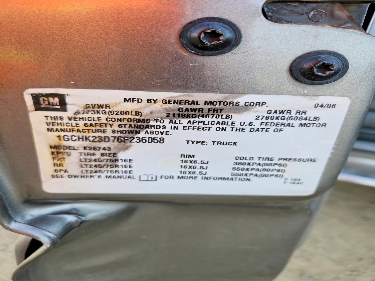 2006 CHEVROLET SILVERADO K2500 HEAVY DUTY photo 13