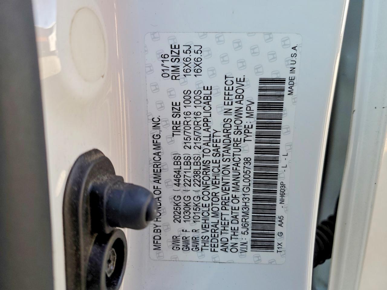 2016 HONDA CR-V LX photo 37