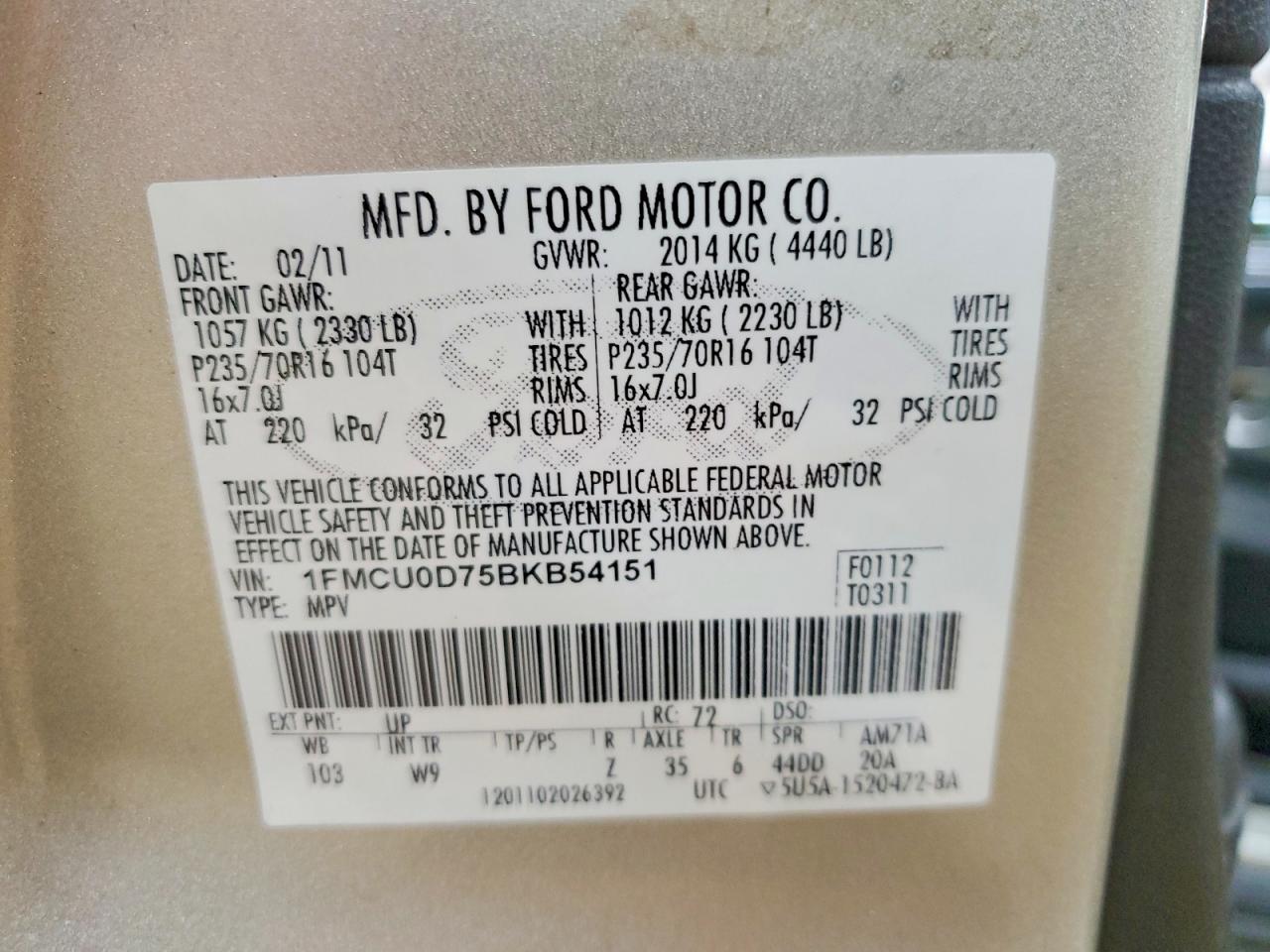 2011 FORD ESCAPE XLT photo 37