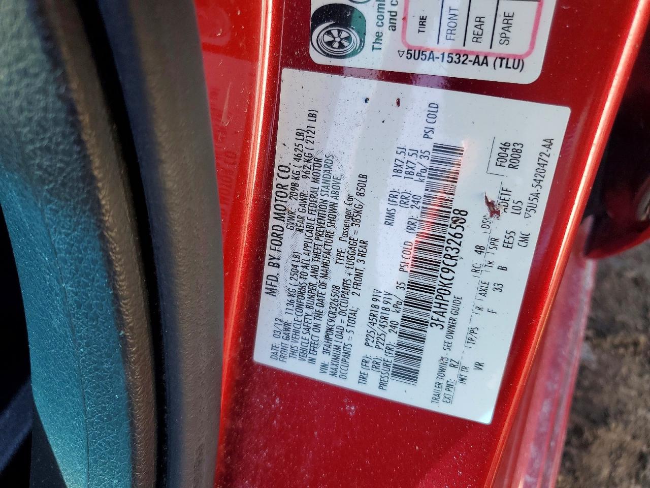 2012 FORD FUSION SPORT photo 23