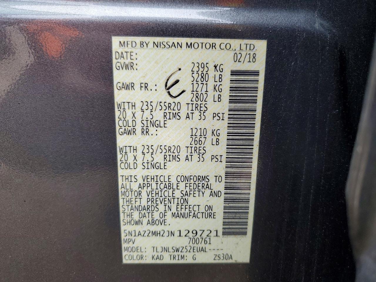 2018 NISSAN MURANO PLATINUM photo 27