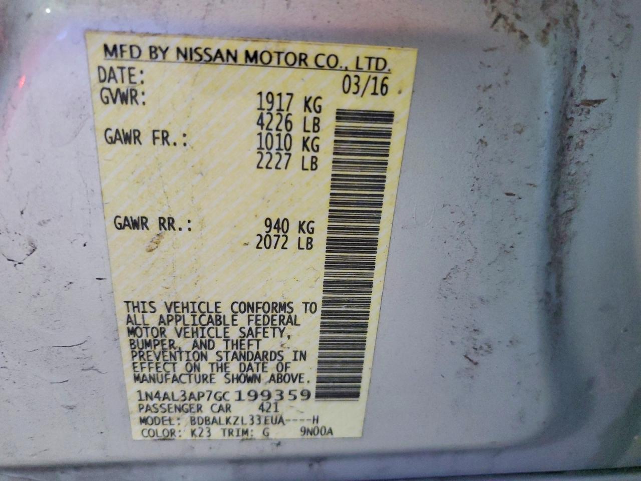 2016 NISSAN ALTIMA 2.5 photo 34