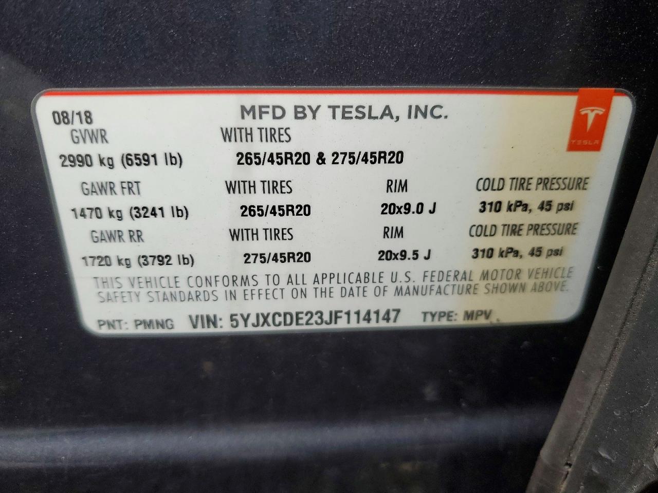 2018 TESLA MODEL X photo 13