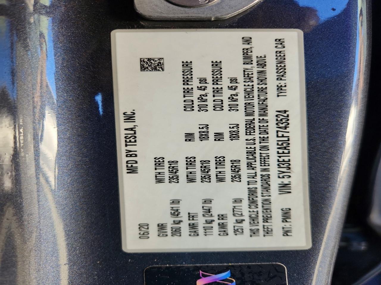 2020 TESLA MODEL 3 photo 23