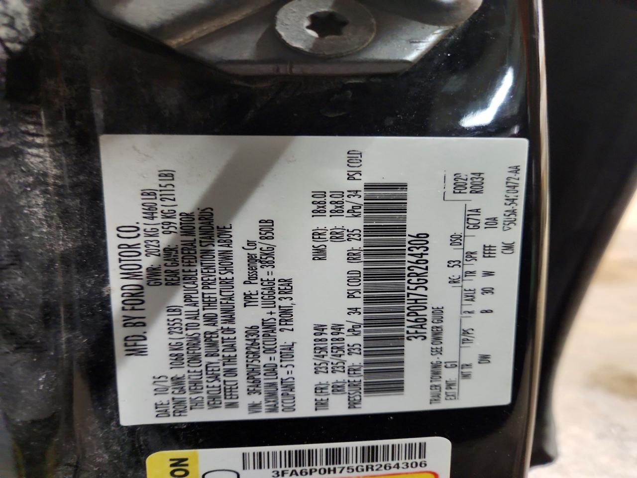 2016 FORD FUSION SE photo 12