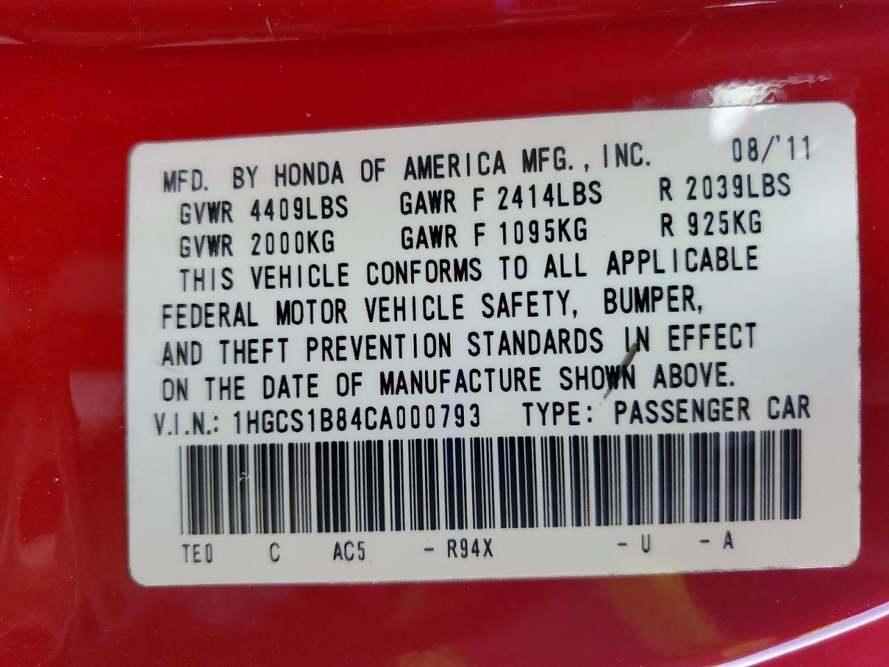 2012 HONDA ACCORD EXL photo 37