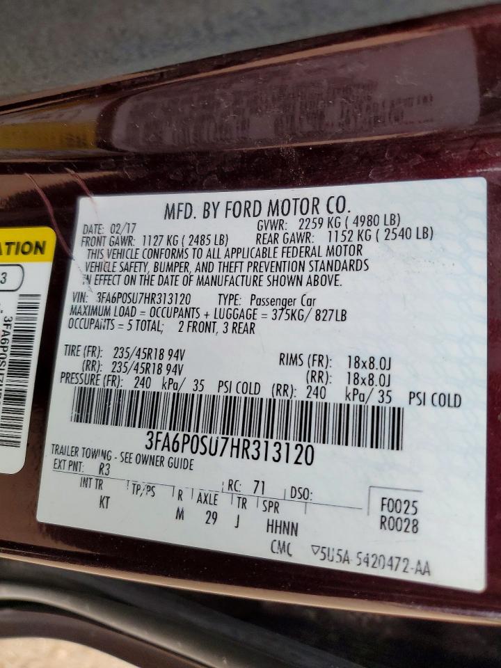 2017 FORD FUSION TITANIUM PHEV photo 12