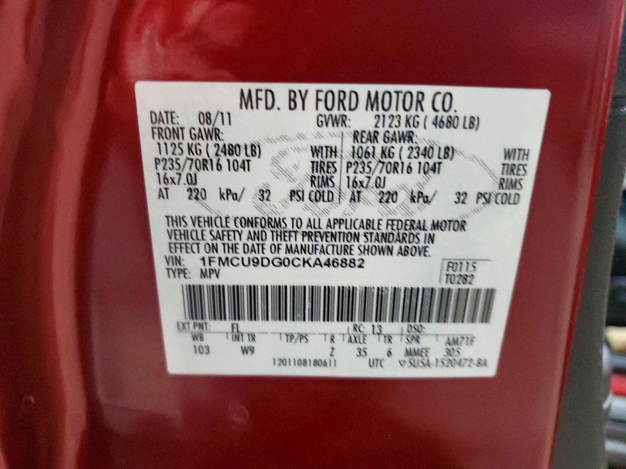 2012 FORD ESCAPE XLT photo 25