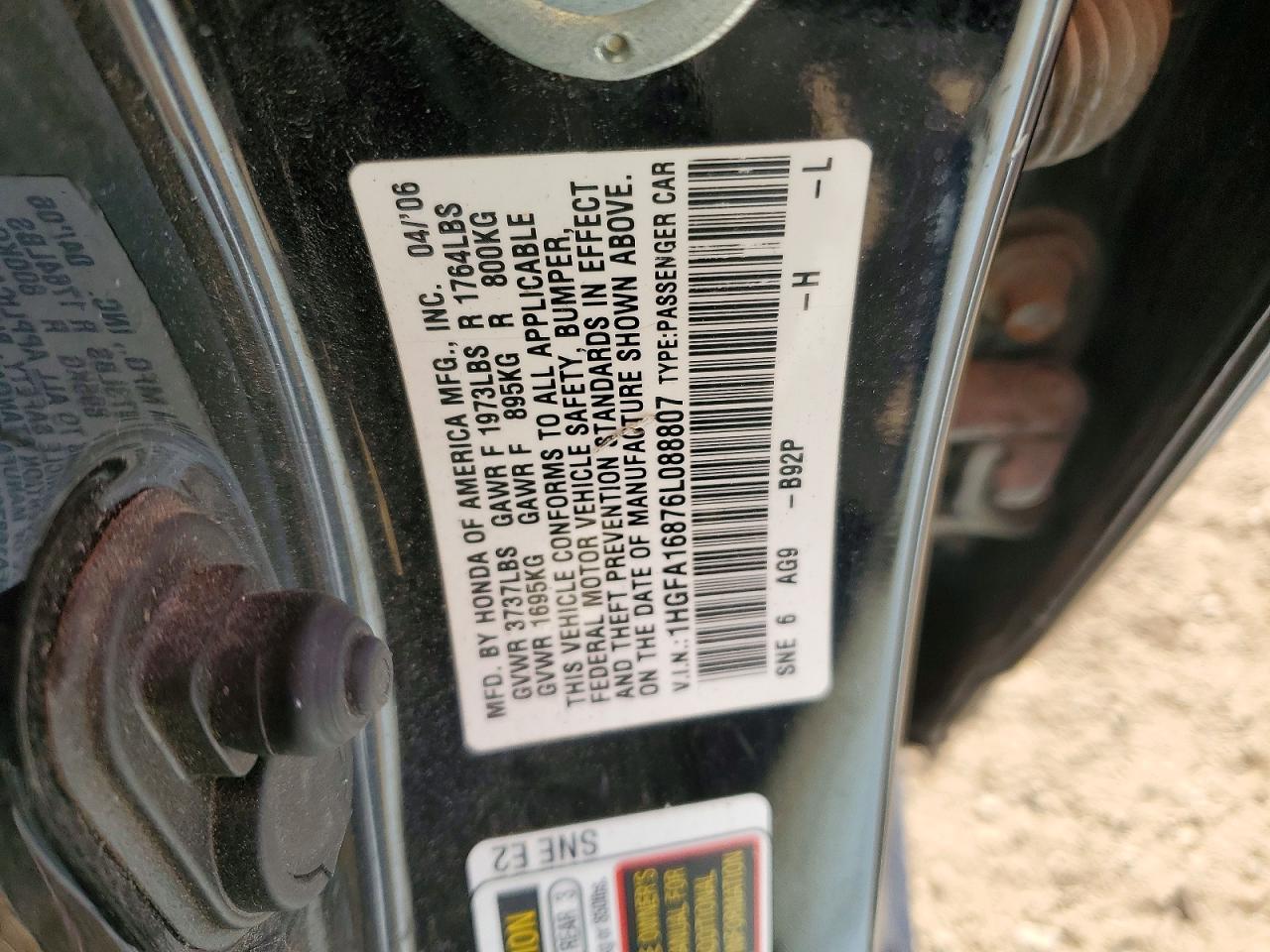 2006 HONDA CIVIC EX photo 12