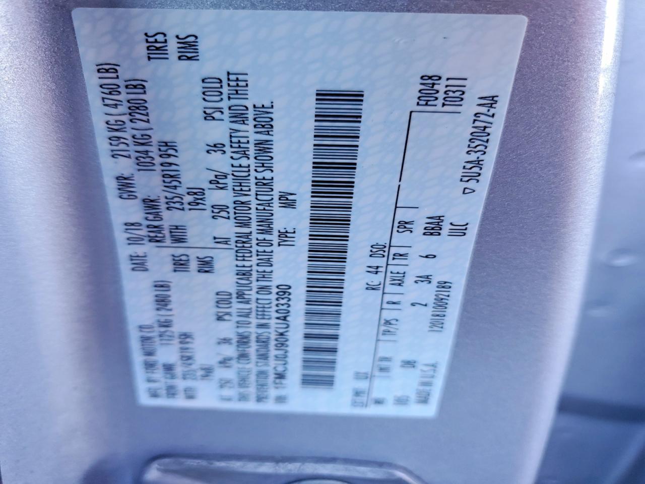 2019 FORD ESCAPE TITANIUM photo 13