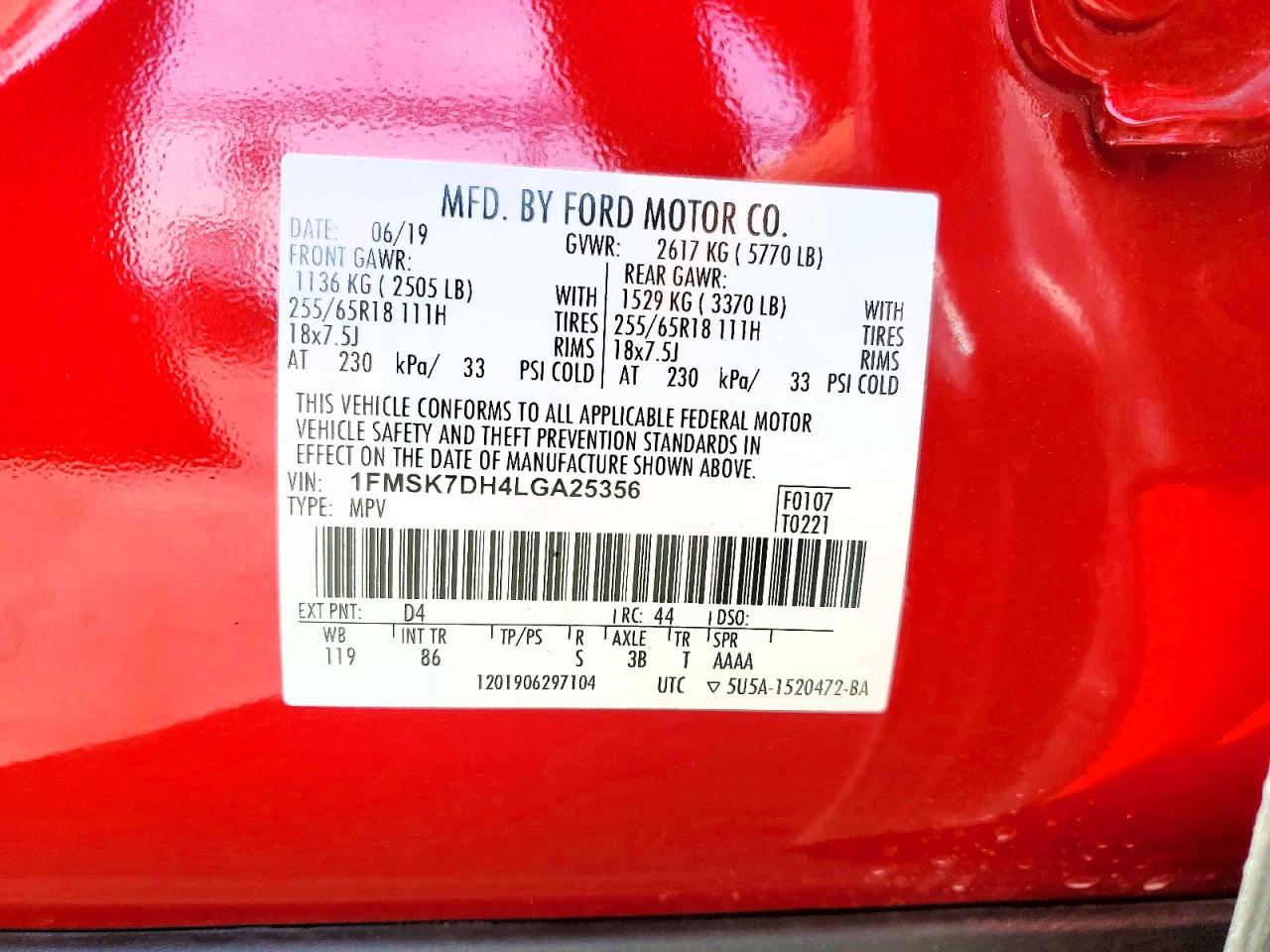 2020 FORD EXPLORER XLT photo 23