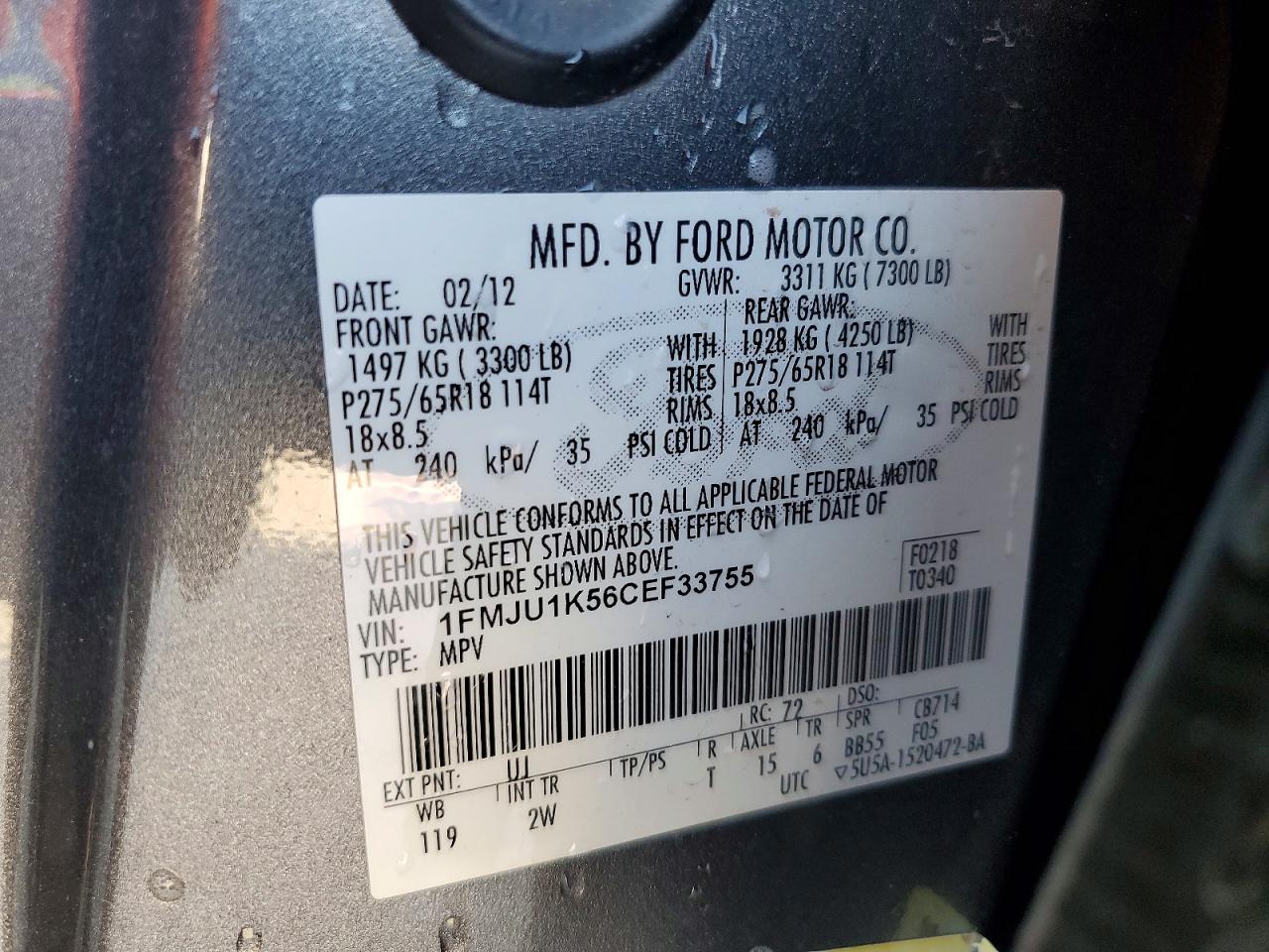 2012 FORD EXPEDITION LIMITED photo 25