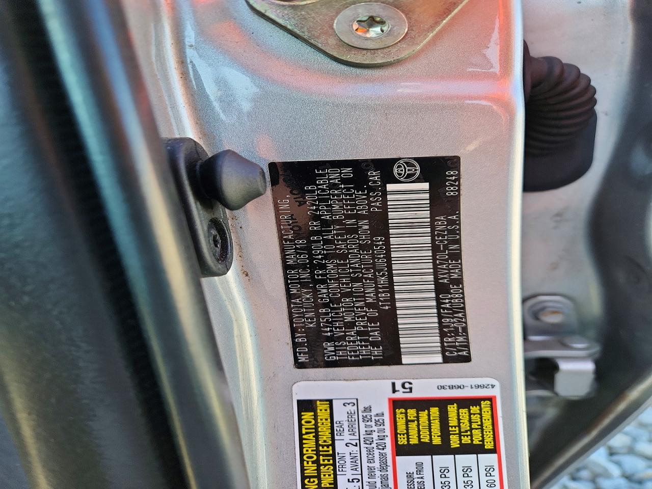 2018 TOYOTA CAMRY L photo 34