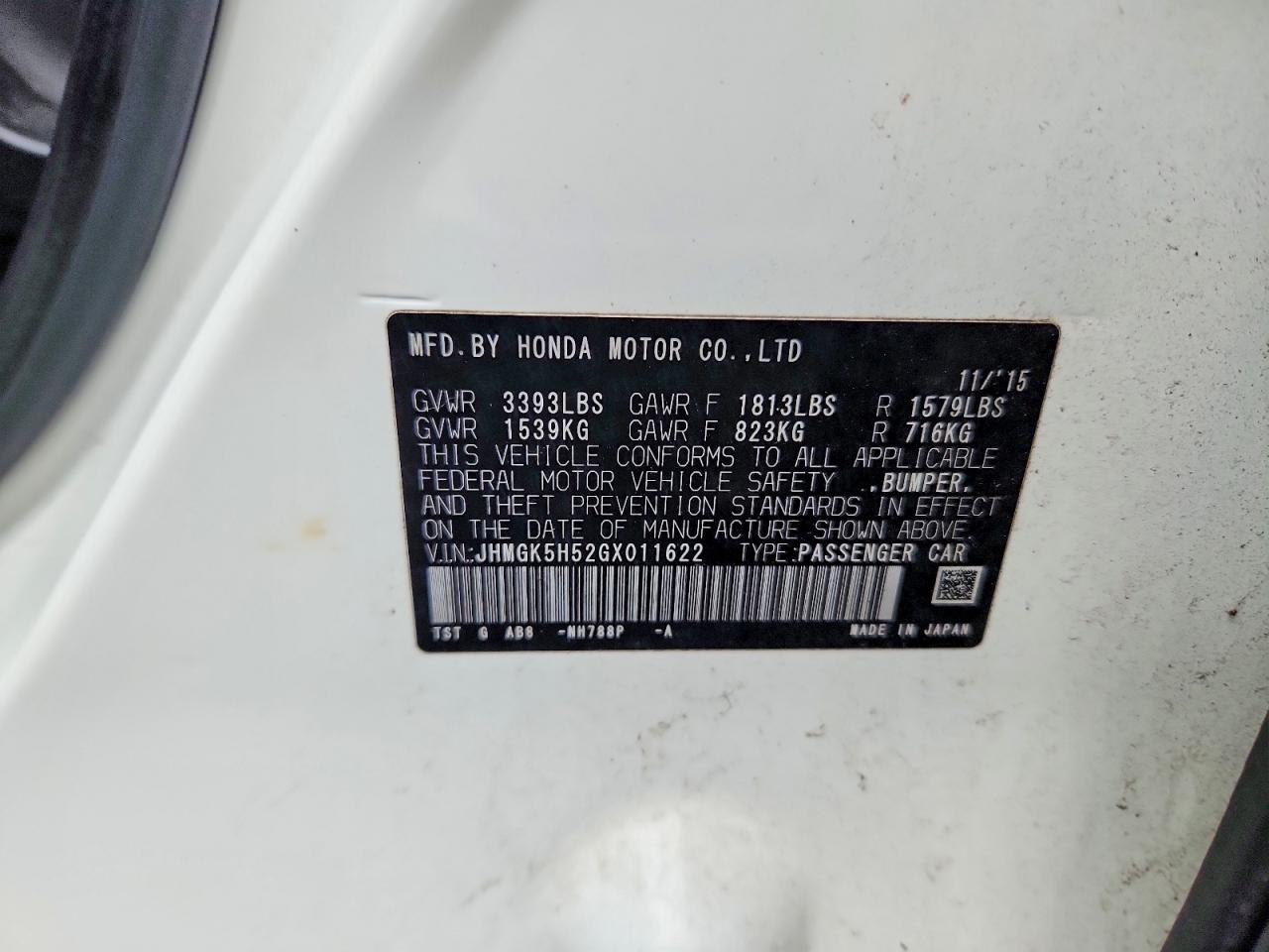 2016 HONDA FIT LX photo 12