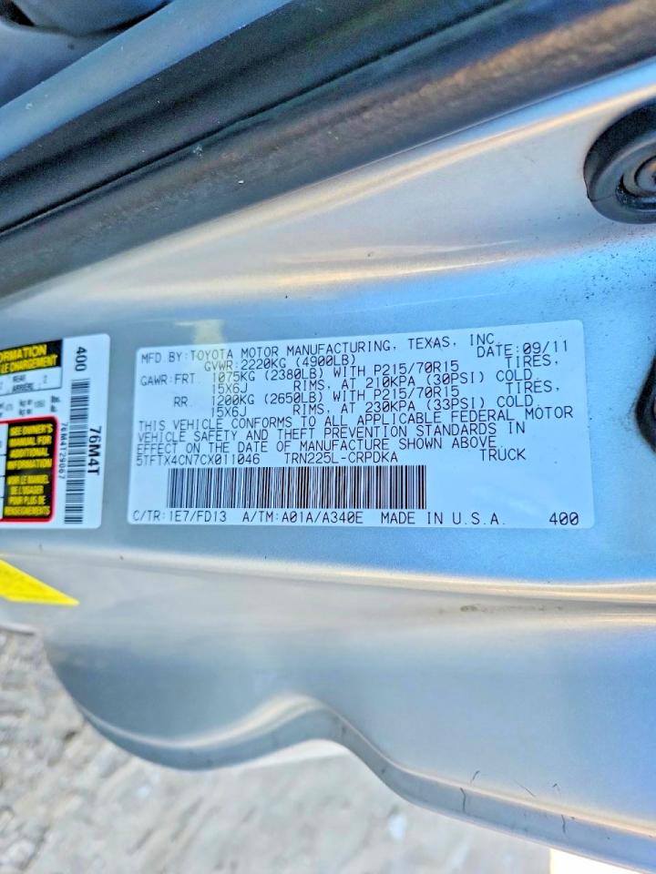 2012 TOYOTA TACOMA BASE photo 12
