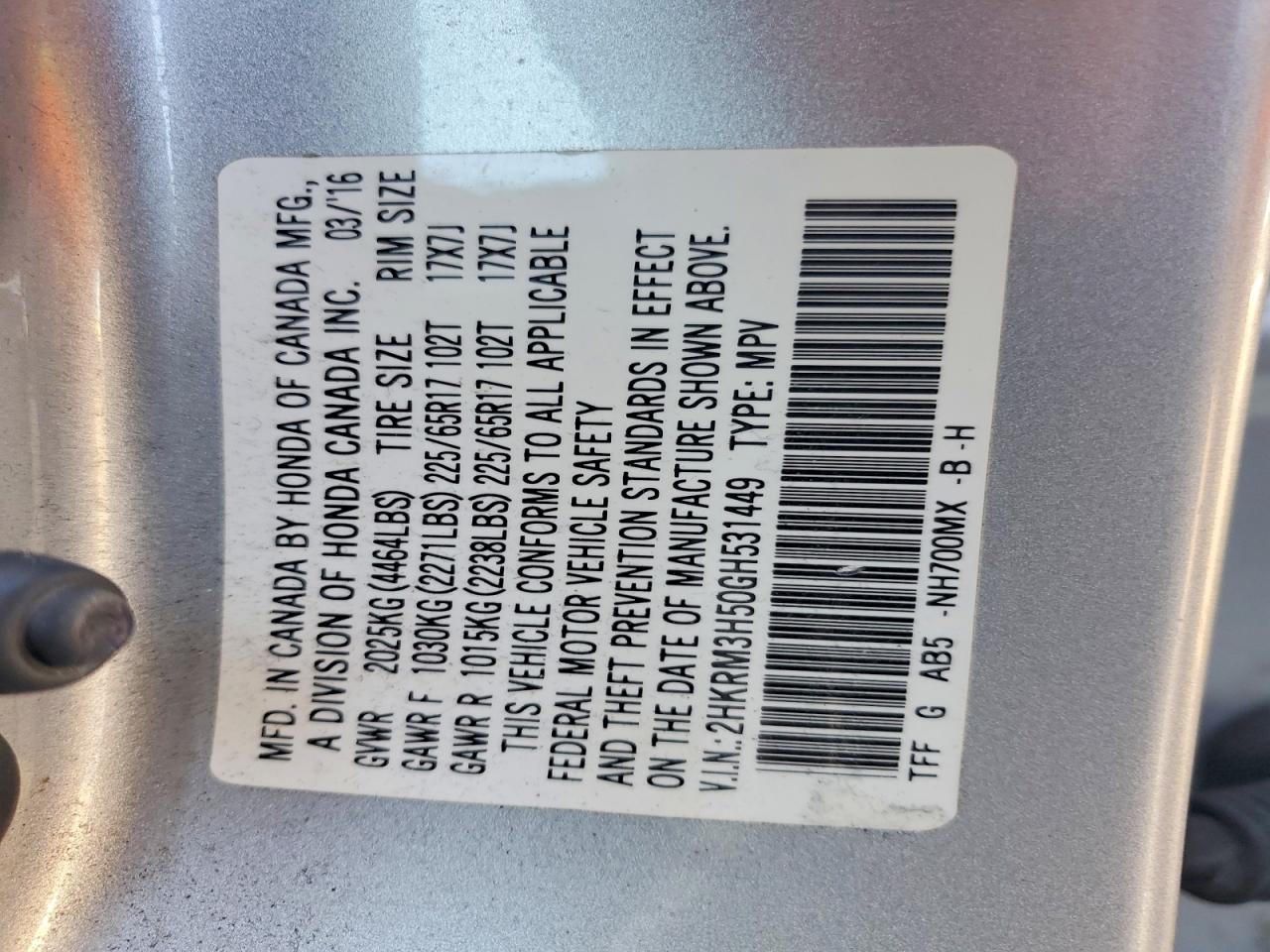 2016 HONDA CR-V EX photo 23