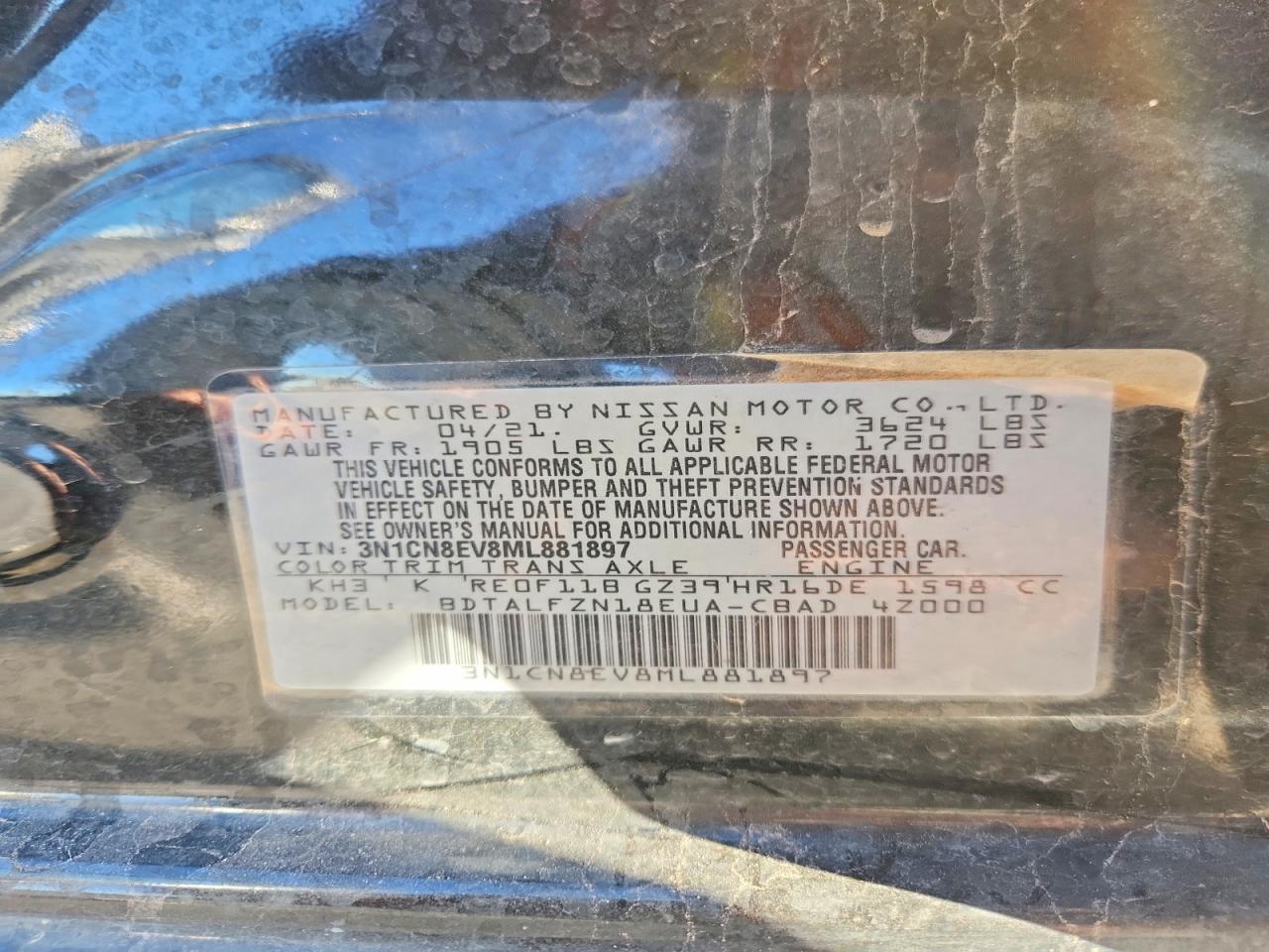 2021 NISSAN VERSA SV photo 12