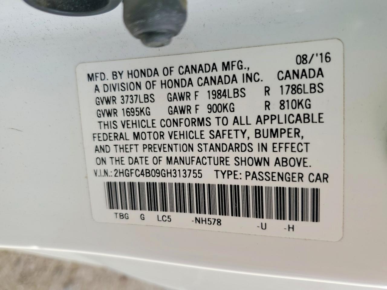 2016 HONDA CIVIC LX photo 23