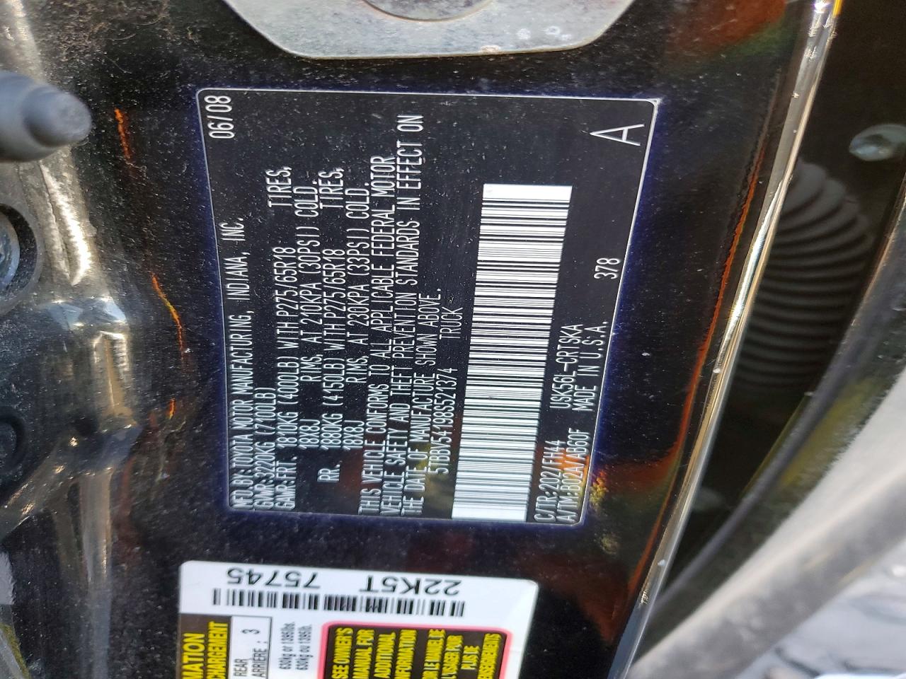 2008 TOYOTA TUNDRA SR5 photo 45
