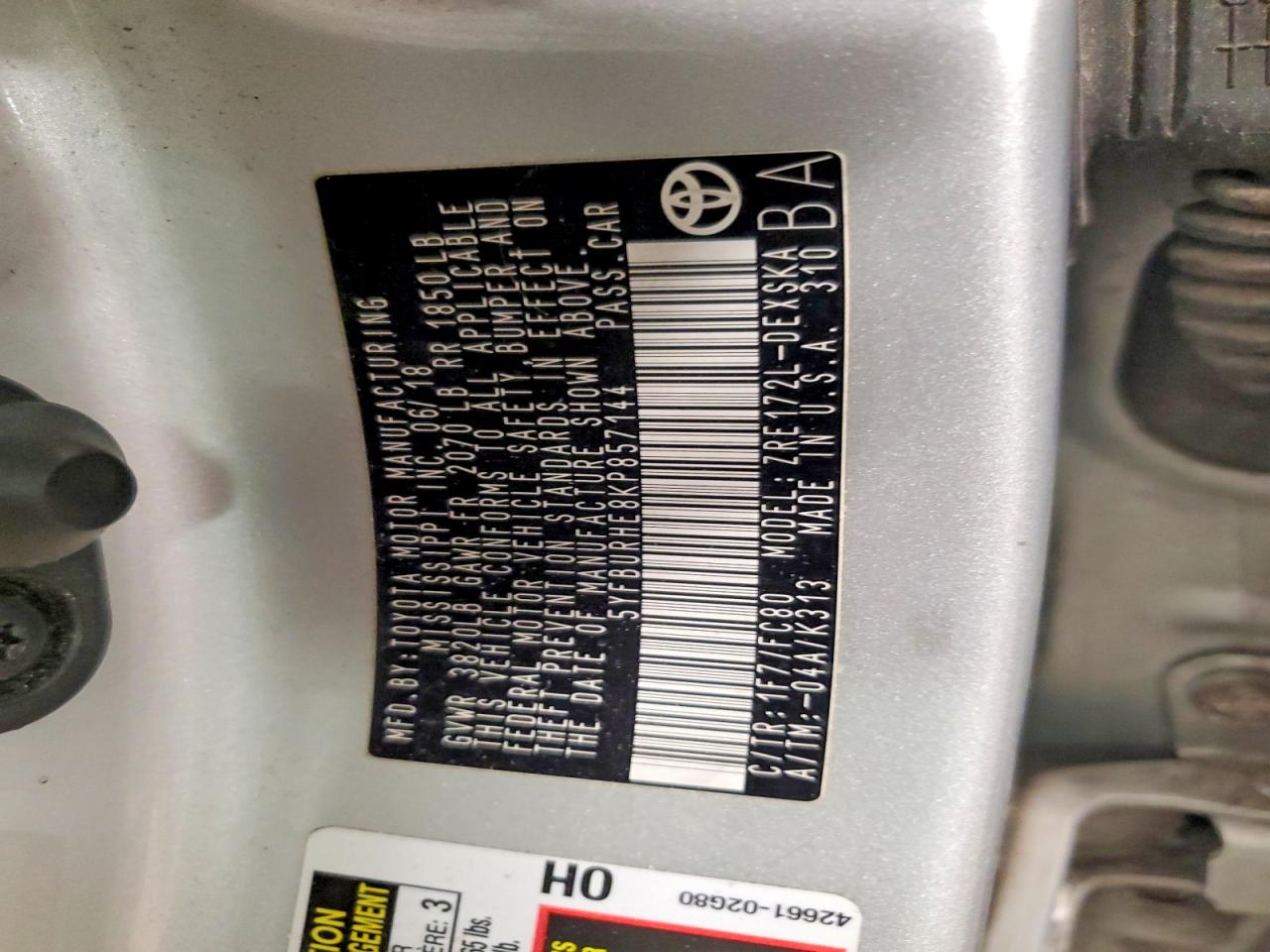 2019 TOYOTA COROLLA L photo 23