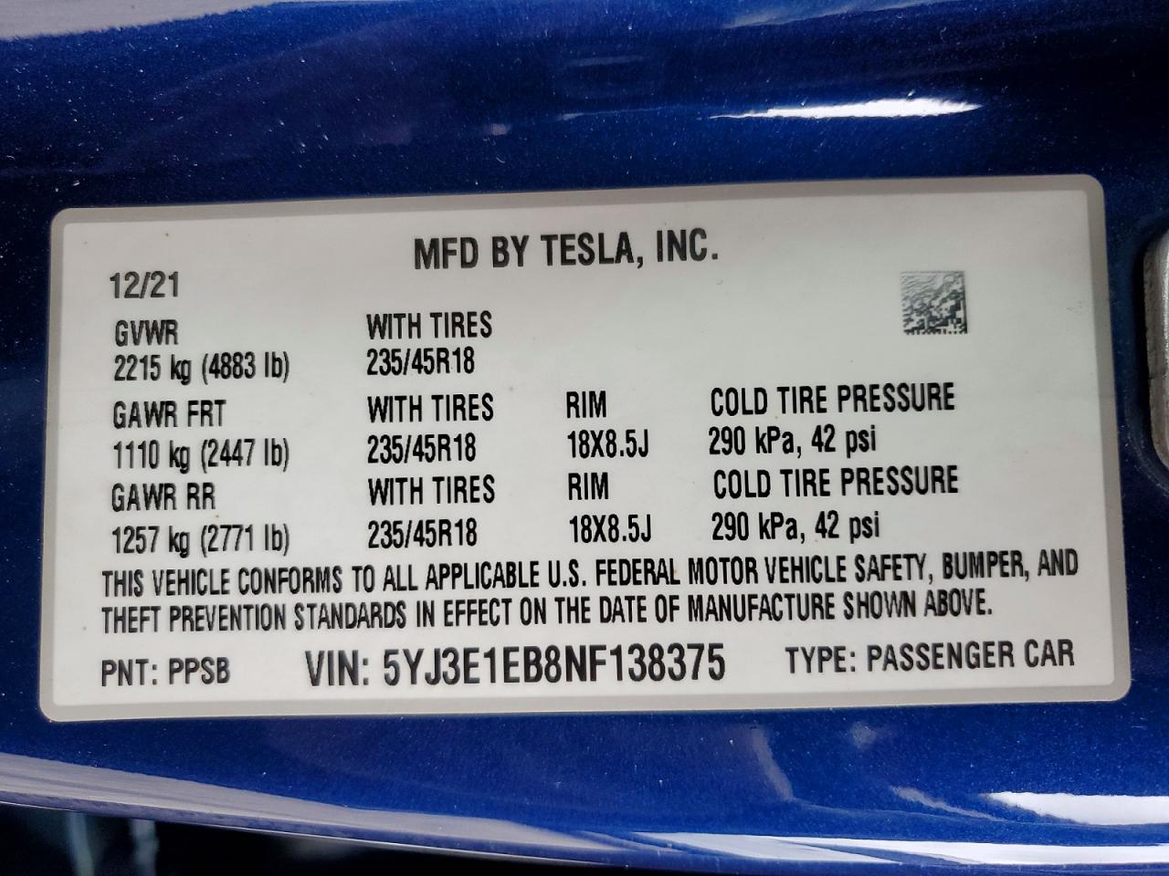 2022 TESLA MODEL 3 photo 34