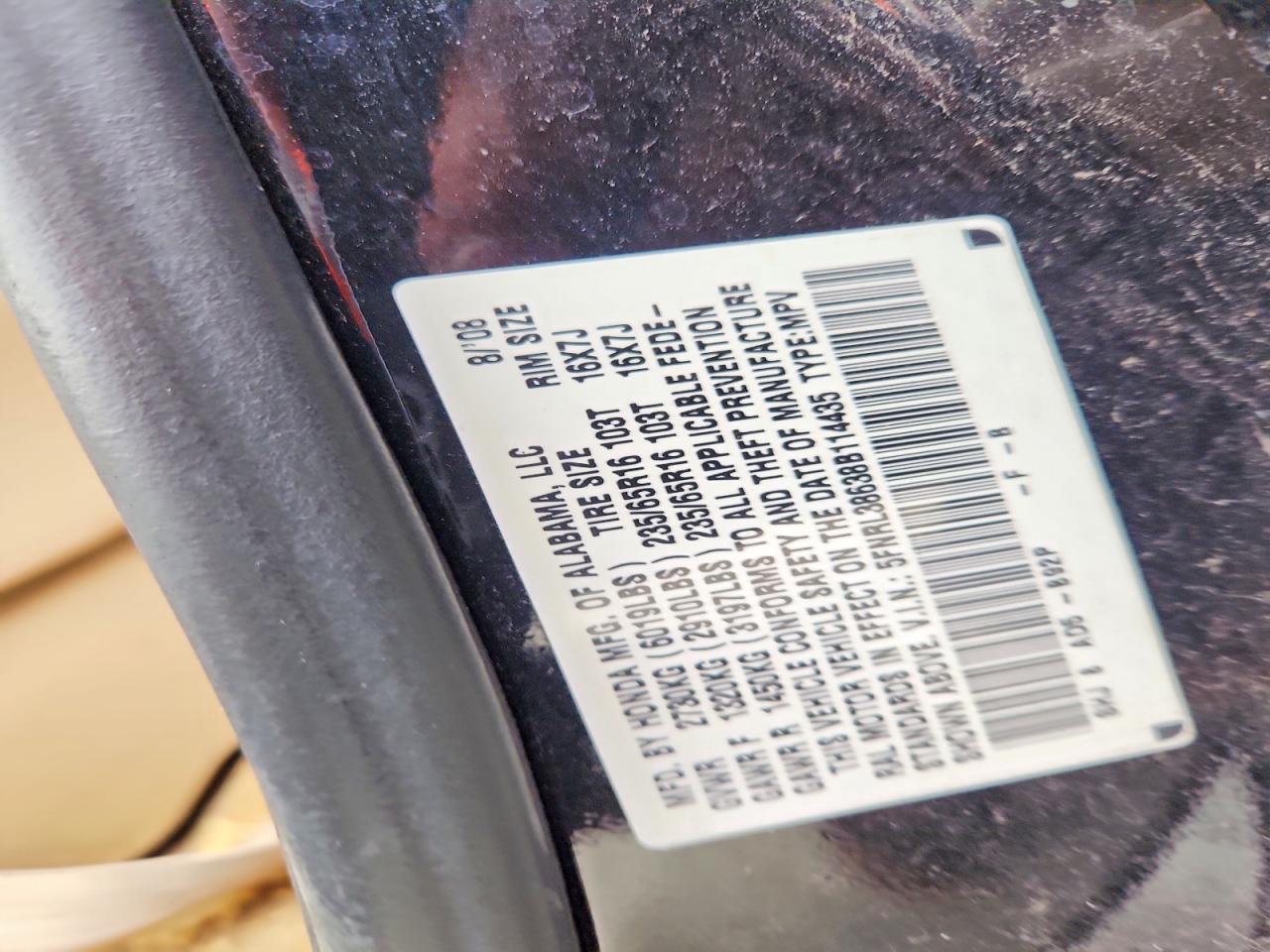 2008 HONDA ODYSSEY EXL photo 23