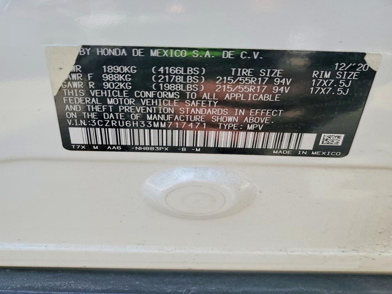 2021 HONDA HR-V LX photo 12