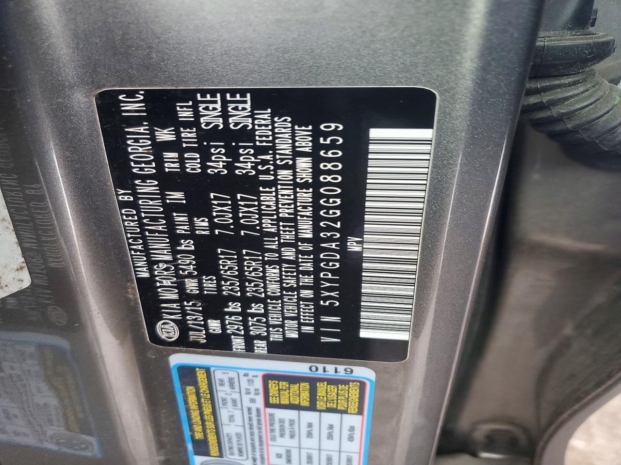 2016 KIA SORENTO LX photo 49