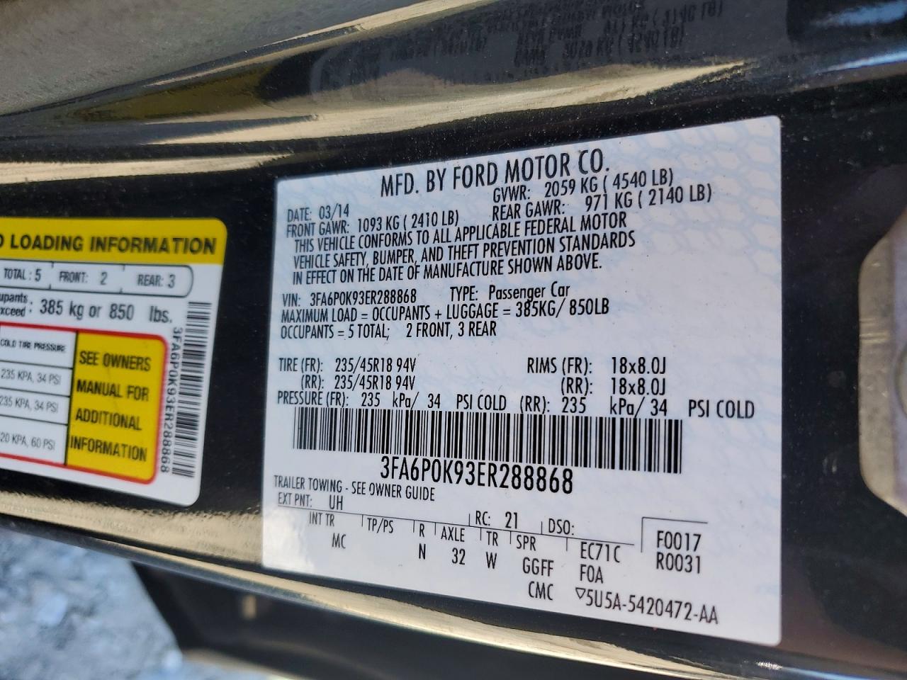 2014 FORD FUSION TITANIUM photo 12
