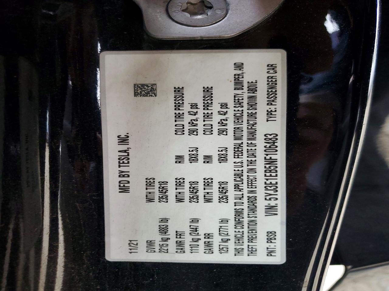 2022 TESLA MODEL 3 photo 23