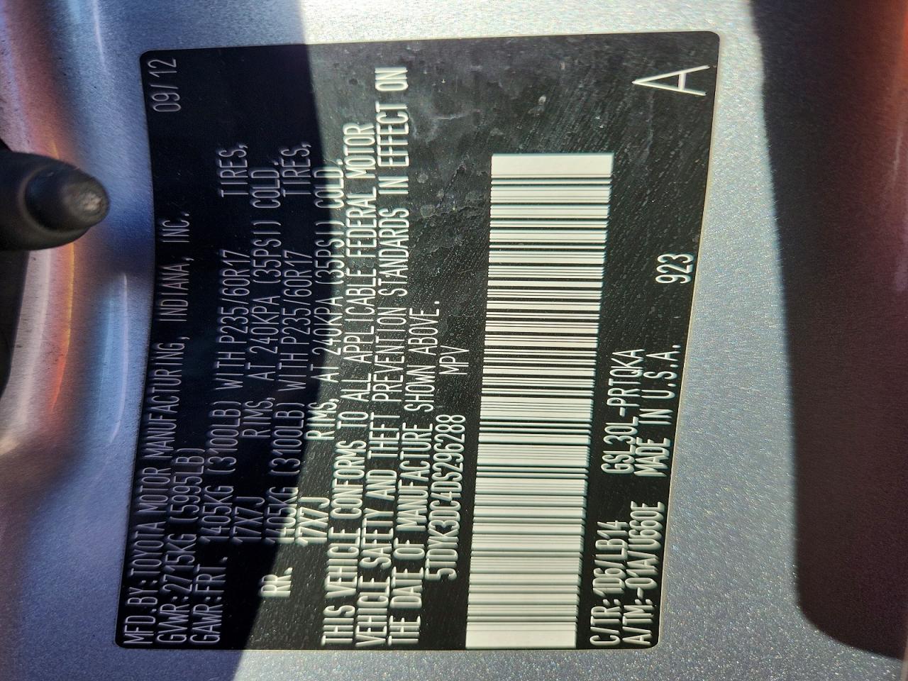 2013 TOYOTA SIENNA XLE 8-PASSENGER photo 25