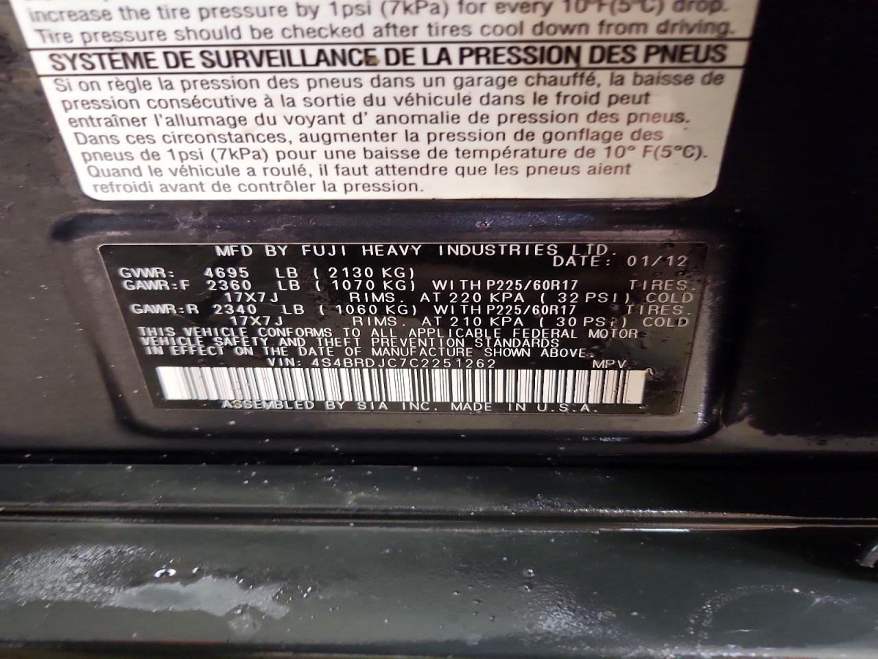2012 SUBARU OUTBACK 3.6R LIMITED photo 25