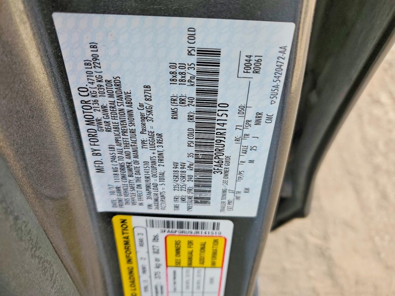 2018 FORD FUSION TITANIUM/PLATINUM HEV photo 34