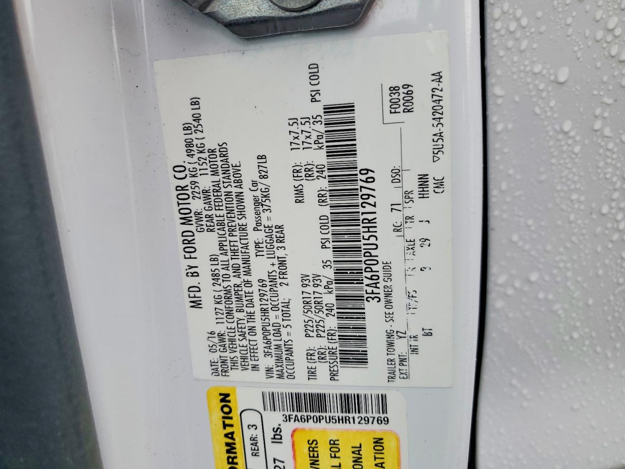 2017 FORD FUSION SE PHEV photo 12