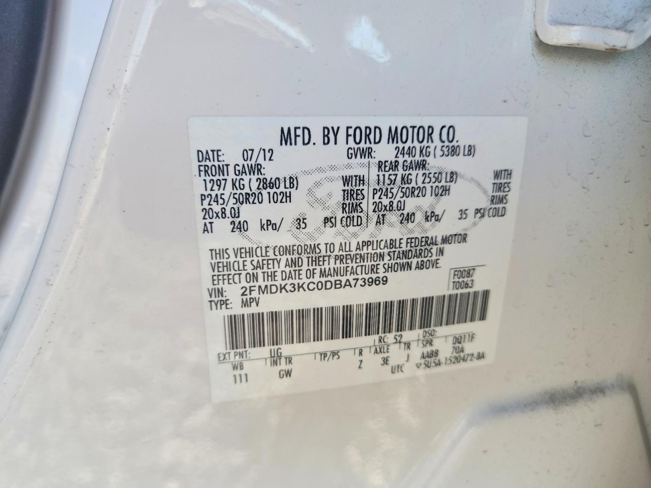 2013 FORD EDGE LIMITED photo 13
