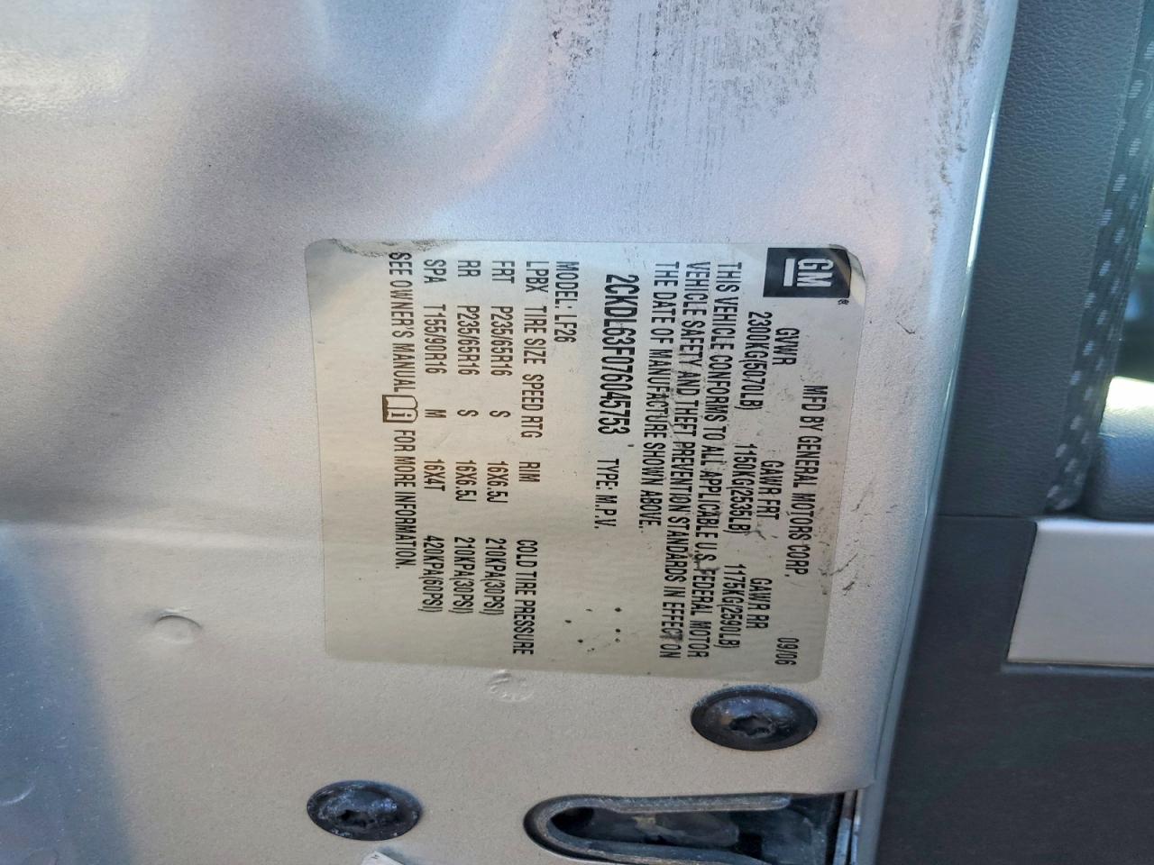 2007 PONTIAC TORRENT photo 34