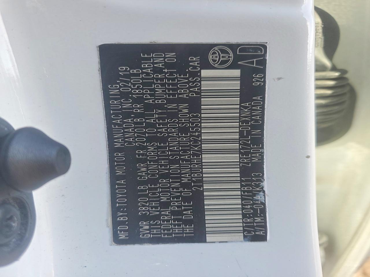 2019 TOYOTA COROLLA L photo 23
