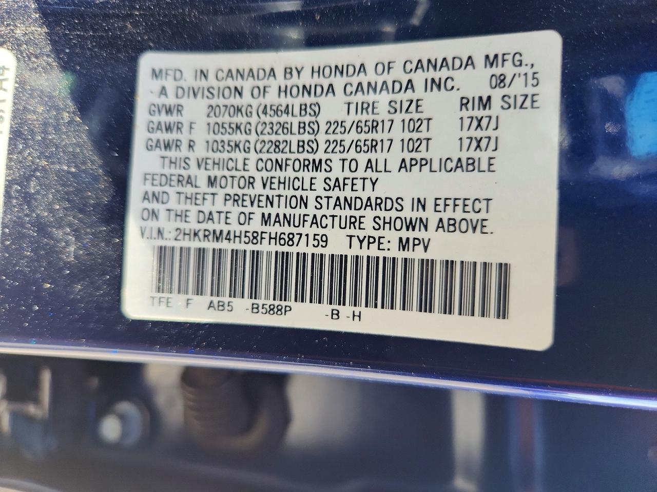 2015 HONDA CR-V EX photo 25