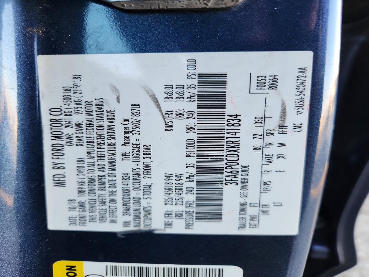 2019 FORD FUSION SEL photo 23