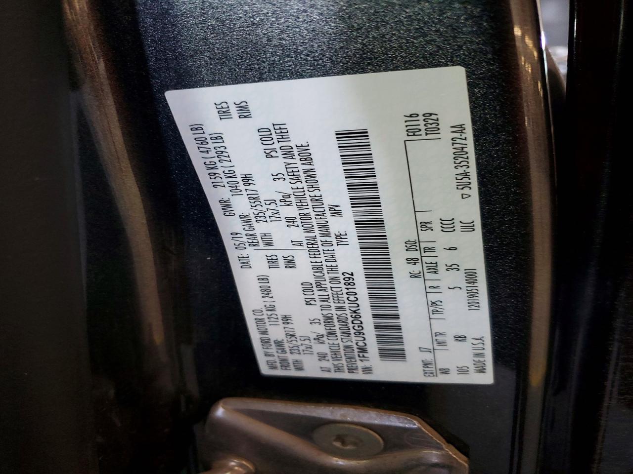 2019 FORD ESCAPE SE photo 13
