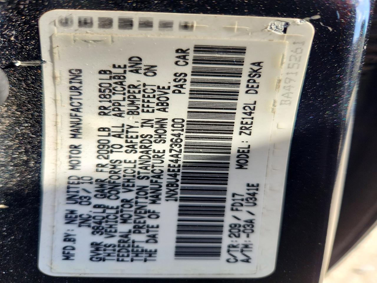 2010 TOYOTA COROLLA BASE photo 34