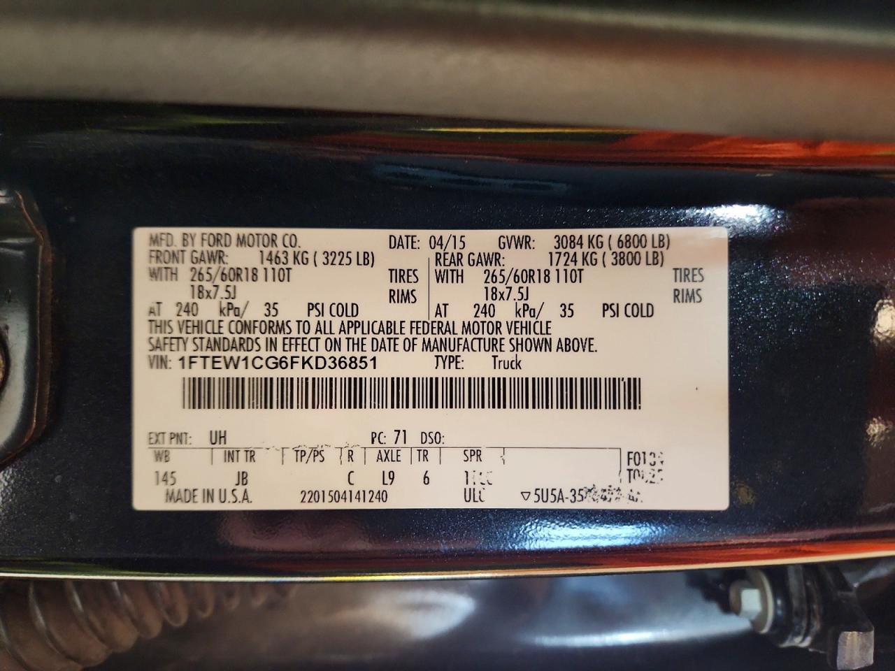 2015 FORD F150 SUPERCREW photo 12