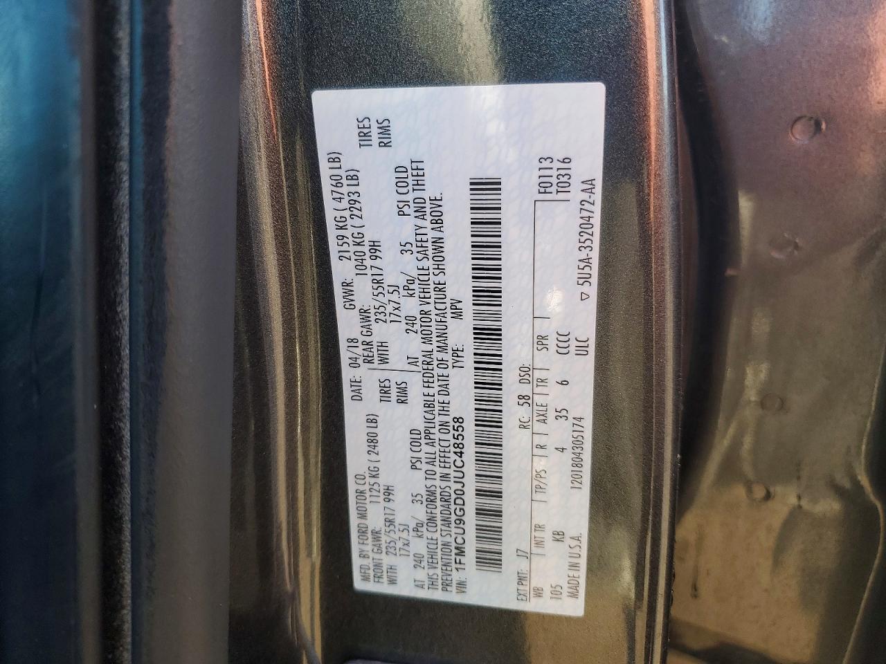 2018 FORD ESCAPE SE photo 12