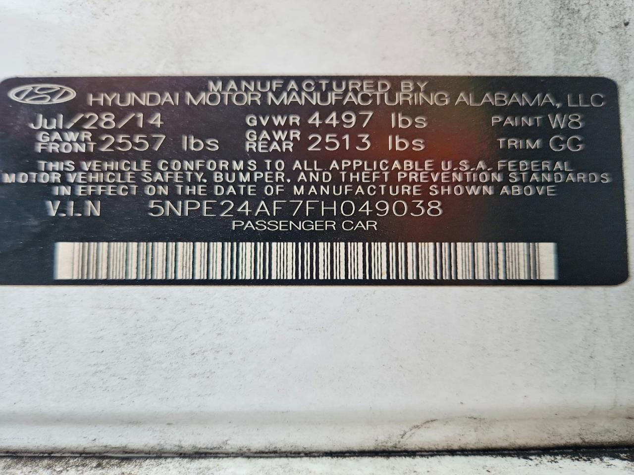 2015 HYUNDAI SONATA SE photo 12