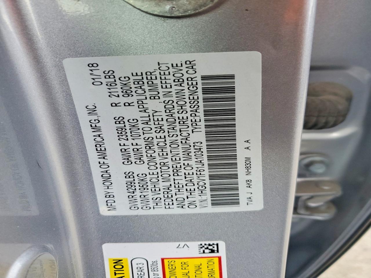 2018 HONDA ACCORD EXL photo 23