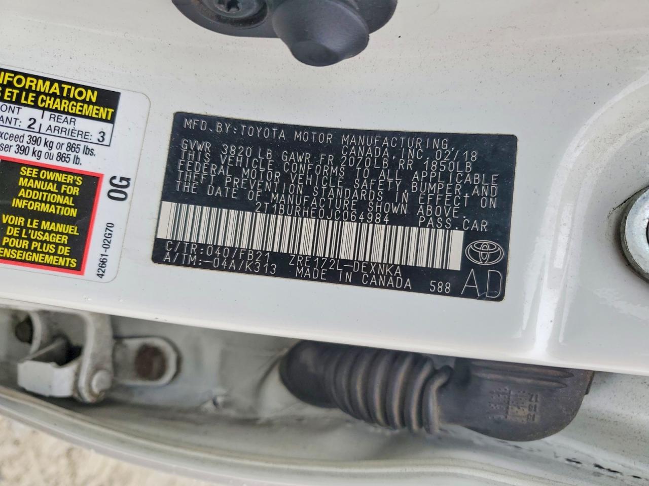 2018 TOYOTA COROLLA L photo 23
