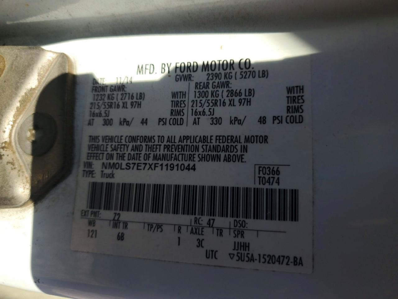 2015 FORD TRANSIT CONNECT XL photo 37