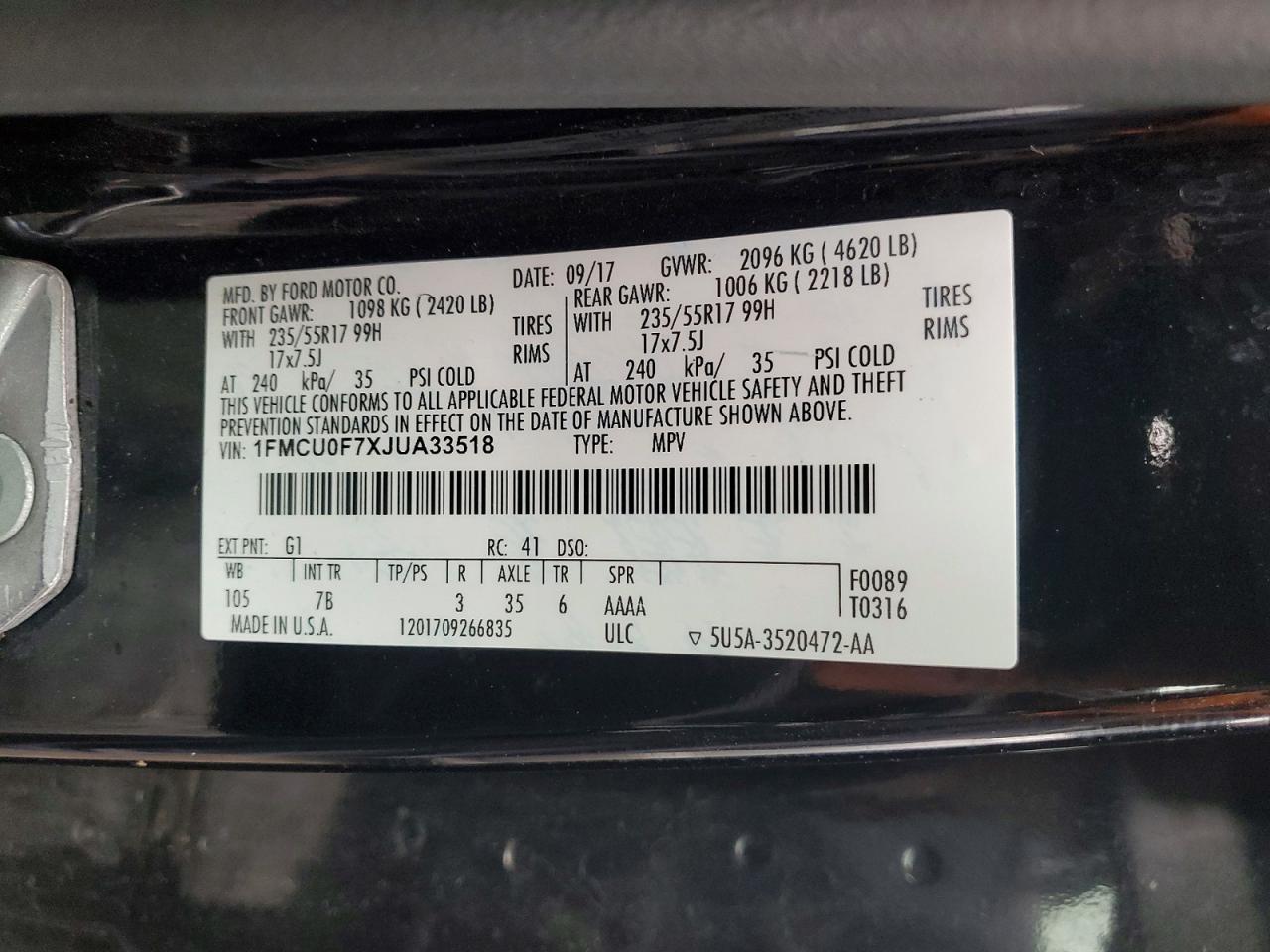 2018 FORD ESCAPE S photo 25