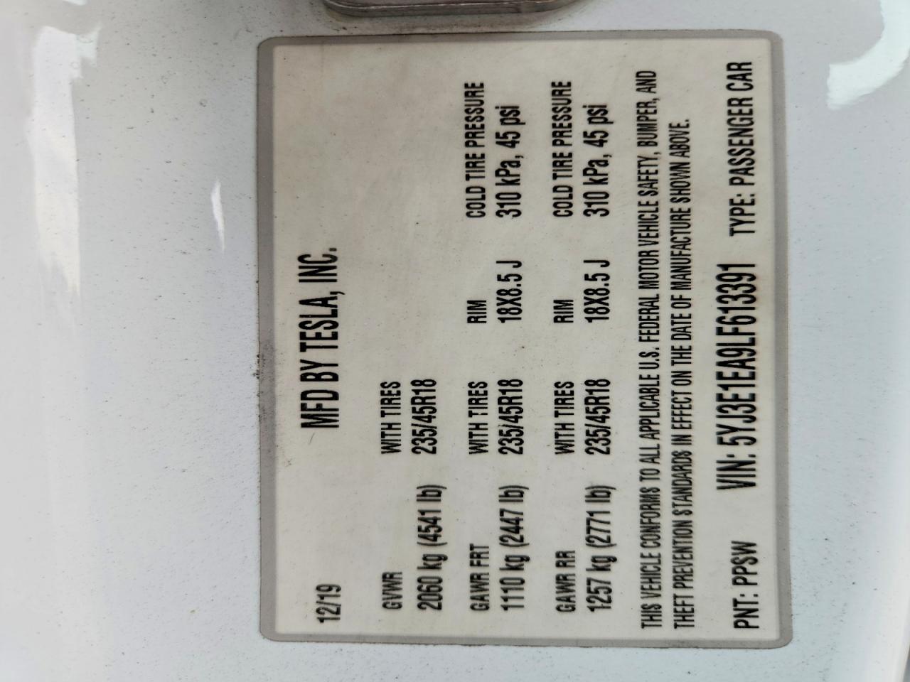 2020 TESLA MODEL 3 photo 33